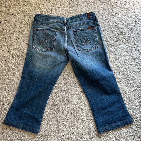 Vintage 7 for all mankind A-Pocket Rhinestone Crystal pocket capris crop size 29 - Picture 2 of 7